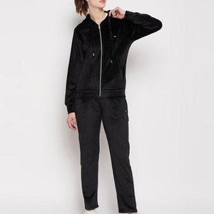 Survêtements en velours de coton pour femmes, ensemble 2 pièces décontracté de luxe, logo personnalisé, fournisseur de haute qualité - Product Image 1