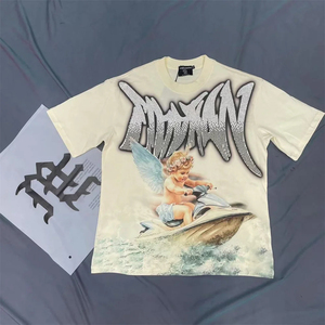 T-shirt pour homme à manches courtes, beige, avec logo personnalisé, diamant, de haute qualité, vêtements de marque - Product Image 1