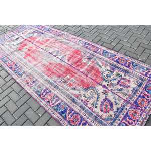 Grand tapis vintage 4,3x9,9 pieds, tapis turc rouge en laine persane - Product Image 4