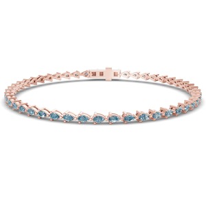 Frosted Ice Blue Pear Lab Grown Diamond Tennis Bracelet 3 Ct Tw VS Clarity 40 Diamonds 14K <b>Solid</b> <b>Gold</b> Icy Cool Winter Shimmer - Product Image 2