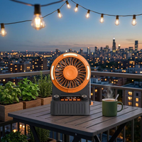Ventilateur de camping rechargeable 2026 avec lumière FM LED, génération d'énergie manuelle, chargement USB 10000 mAh pour la maison et l'extérieur