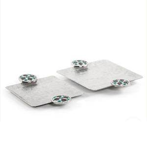 ถาดเสิร์ฟชากาแฟทำจากโลหะอลูมิเนียมพร้อมที่จับสีทอง - Product Image 3