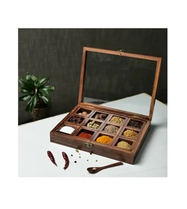 Elegant Handcrafted Wooden Spice Organizer for Kitchen Multiple <b>Boxes</b> <b>Herb</b> & Spice Storage Kitchen Tool - Product Image 5