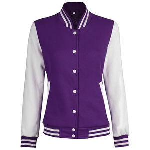 Chaqueta universitaria de retazos cortos de alta calidad para escuela, chaqueta forrada de lana con cuello levantado para mujer - Product Image 1