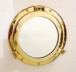HMA Artisanat Vintage Laiton Navire Hublot Miroir Rond Nautique Décoration Murale pour Salle de Bain ou Salon - Product Image 5