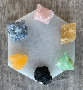 ดอกไม้จักระที่สวยงามของชีวิตสลักแผ่นชาร์จ SELENITE/แกะสลักแผ่นหกเหลี่ยม SELENITE/คริสตัลรักษา SELENITE - Product Image 6
