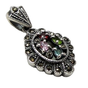 Colgante de Plata de Ley 925 con Forma Ovalada y Múltiples Piedras, Joyería de Plata de Moda India, Estilo Bohemio, Bisel de Compromiso Cristiano - Product Image 1