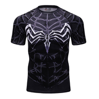 Camiseta Deportiva de Manga Corta con Estampado 3D Personalizado al por Mayor, Camiseta Transpirable de Compresión con Diseño de Spiderman para Hombre