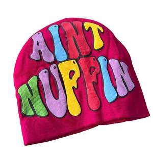 Gorros de invierno personalizados de alta calidad con patrones de cuadros y puntos 100% Impresión de soplo de lana Estilos verdes con puños/sin puños - Product Image 2