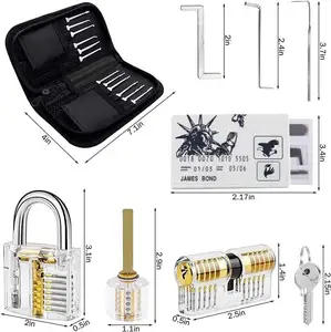 Stainless Steel Lock Pick Set With 3PCS Brass Padlocks 1 Card Outdoor or Indoor Maintenance Anti Rust Key Lock Sheds