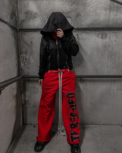 Baggy personnalisé français éponge coton broderie Double couche rétro sérigraphie en détresse 100% coton strass pantalons de survêtement hommes - Product Image 3