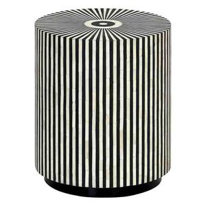 Tabouret de luxe en incrustation d'os avec motif géométrique, tabouret décoratif artisanal pour le salon, la chambre à coucher et la décoration de bureau - Product Image 6