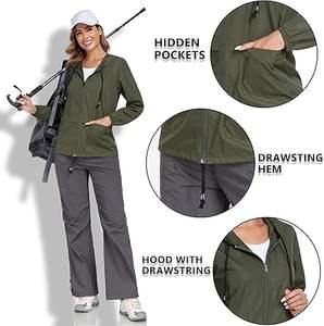 Chaqueta transpirable para mujer Cortavientos genuino Chaqueta impermeable ligera Frente para todas las estaciones. - Product Image 4