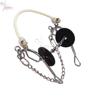 Bridon Osey Million Dollar Bit Horse en fil torsadé avec embouchure en os, muserolle en corde, pour entraînement sur scène, équitation western, en acier inoxydable - Product Image 5