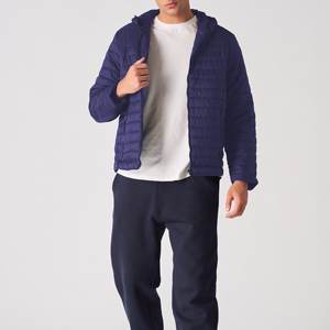 2025 <b>Men's</b> Unique High Street Design Blue <b>Puffer</b> Jacket Hooded <b>Long</b> <b>Coat</b> with Thin Coating Front Logo High Quality Winter Wear - Product Image 2