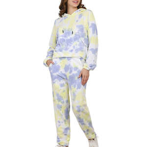 Chándal informal de talla grande para mujer con logotipo personalizado Conjunto de pantalones de chándal y sudadera de Jogger de algodón para ropa de salón - Product Image 1