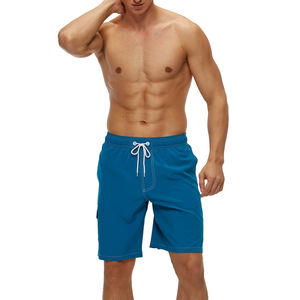 Pantalones cortos de tabla para hombre con logotipo personalizado 100% poliéster transpirable Casual cintura media al aire libre malla tejida patrón sólido ropa deportiva - Product Image 6