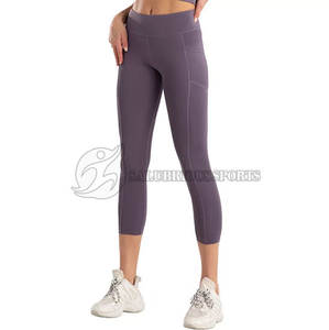 Ensemble de leggings de fitness pour femmes sur mesure, taille mi-haute, poches, respirant, séchage rapide, longueur intégrale, motif uni, sans couture, sport, yoga - Product Image 2