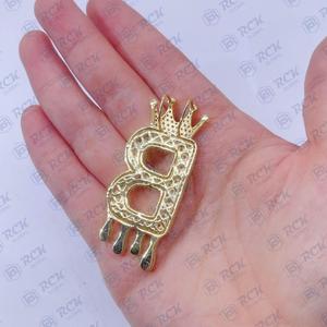 B Carta Corona 1,60 TCW Diamante Moissanite Hip Hop Colgante de plata, Personalizar Iced Out Colgante de regalo de cumpleaños - Product Image 2