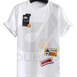 Camiseta estampada con pegatina para hombre, 100% algodón, diseño de pegatina personalizable, logotipo de Color - Product Image 1