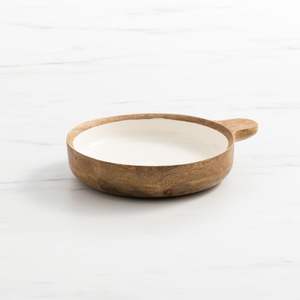 Juego de 3 cuencos de esmalte de madera de mango anidados con interior de madera blanca para servir, cuencos de ensalada, juego apilable rústico - Product Image 5