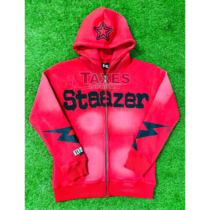 Custom Top Quality Men's Oversized 100% Cotton Fleece Casual Heavyweight Custom Logo Embroidery Distressed Winter Zip hoodies - Product Image 1