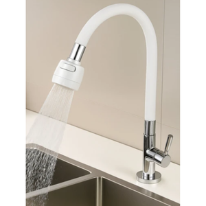 Buse d'aérateur de robinet en silicone blanc pivotante et économiseuse d'eau - Product Image 3
