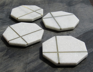 Posavasos de mármol blanco de forma octogonal hecho a mano para el hogar, cocina, oficina, mesa de comedor, tazas de té, tazas de café, latas de cerveza, vasos de agua - Product Image 3