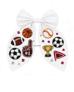 Moño Deportivo Personalizado con Cuentas Hechas a Mano, Moño para el Cabello para el Día del Juego para Niñas - Product Image 4