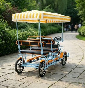Four Person Tandem Bike Sightseeing <b>Bicycle</b> Touring Pedal Car with Sun Canopy - Product Image 6