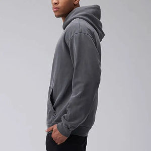 High Quality Heavyweight Fleece Cotton Oversize <b>Sweatshirt</b> Custom Men Wear <b>Grey</b> Stone Acid Wash Hoodies - Product Image 4