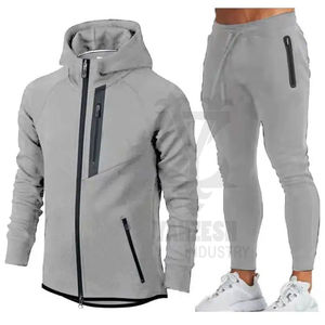 2024 personnalisé formation Jogging confortable fermeture éclair sweats à capuche costumes deux pièces ensemble survêtements pour hommes de haute qualité - Product Image 1
