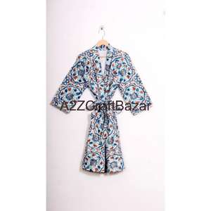 Robe pour femme en tissu non tissé imprimé numérique floral, col en V, cordon de serrage, manches trois quarts, douce, respirante, séchage rapide - Product Image 6