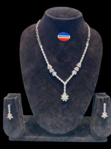 Premium AD <b>Diamond</b> <b>Necklace</b> & Earrings Set for Women Vintage Style High Quality Craftsmanship for Festive & Traditional Wear - Product Image 3