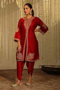 Élégant Kurta Dhoti pantalon robe 2024 nouveau beau travail de broderie cristal perles de verre Dabka dentelle avec des boutons élégants - Product Image 2