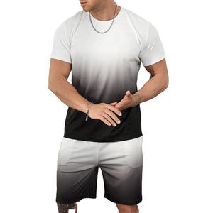 Ensembles courts pour hommes 100 % polyester/coton, personnalisables avec logo, 2 pièces, survêtements d'été tendance, respirants, OEM, t-shirt décontracté – Vente en gros - Product Image 6