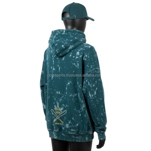 Sudadera con Capucha para Mujer, Lavado Ácido, Mezcla de Algodón Suave y Poliéster, Tie Dye Verde, Corte Holgado, Logotipo Bordado Personalizado, Estilo Urbano - Product Image 4