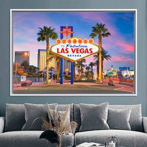 Toile imprimée : élégante impression d'art paysager vue sur Las Vegas, toile encadrée blanche - Product Image 1