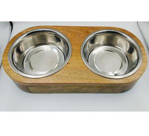 Mangeoire surélevée en bois pour chien et chat avec bol en acier inoxydable amovible - Product Image 4