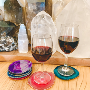 Ágata Natural para cocina, accesorio de Arte de gemas, rebanada de ágata verde, posavasos con revestimiento de oro, regalo, venta al por mayor - Product Image 2