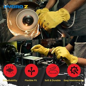 ถุงมือนิรภัยสำหรับงานหนักถุงมือหนังวัวทนทานต่อการเจาะสำหรับงานสวนและใช้งานกลางแจ้ง - Product Image 4