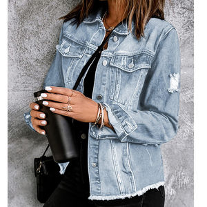 Bonne qualité 2025 femmes véritables vestes à manches longues respirant produit personnalisé université veste Denim jean veste pour les femmes - Product Image 5