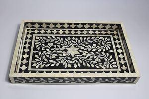 Nouveauté Plateau rectangulaire de service en os incrusté de résine fait à la main pour une utilisation multiple dans les hôtels et les restaurants par Indian SCI - Product Image 3