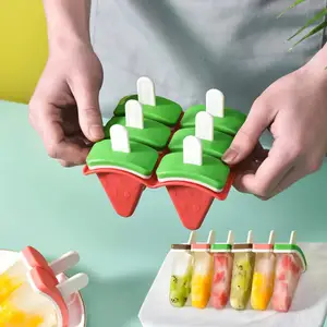 Hot Bán Mùa Hè Popsicle Khuôn Set 6 Dưa Hấu Popsicle Maker Tái Sử Dụng Ice Cream Khuôn Mẫu