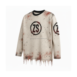 Sudadera de lana de peso pesado 380 GSM, estilo streetwear, efecto de tinte en aerosol, logotipo personalizado, diseño impreso, sudadera básica - Product Image 3