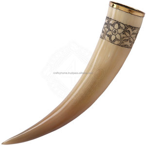 Taza de cerámica de Búfalo con cuerno vikingo para beber con borde de latón dorado y soporte de Metal, decoración elegante de vajilla para hoteles para invitados - Product Image 2