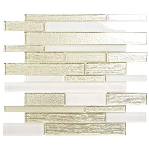 Anora lineal Blancanieves mosaico metálico azulejo de vidrio para chimenea pared Backsplash - Product Image 1