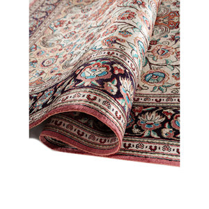 Tapis en soie noués à la main Gulmarg, grand format, motifs médaillon rouge-orange, formes géométriques pour la maison Pae-6443, pour salon et couloir - Product Image 2