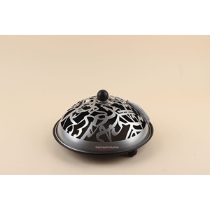 Assiette de service en métal islamique de style arabe avec couvercle fini noir pour les dates de table du ramadan assiettes de service au chocolat - Product Image 4