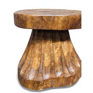Naga Tribal Solid Wood <b>Stool</b> Handmade Traditional Rustic <b>Ottoman</b> with Tufting Stackable for Seating in Bedroom or Hospital - Product Image 3